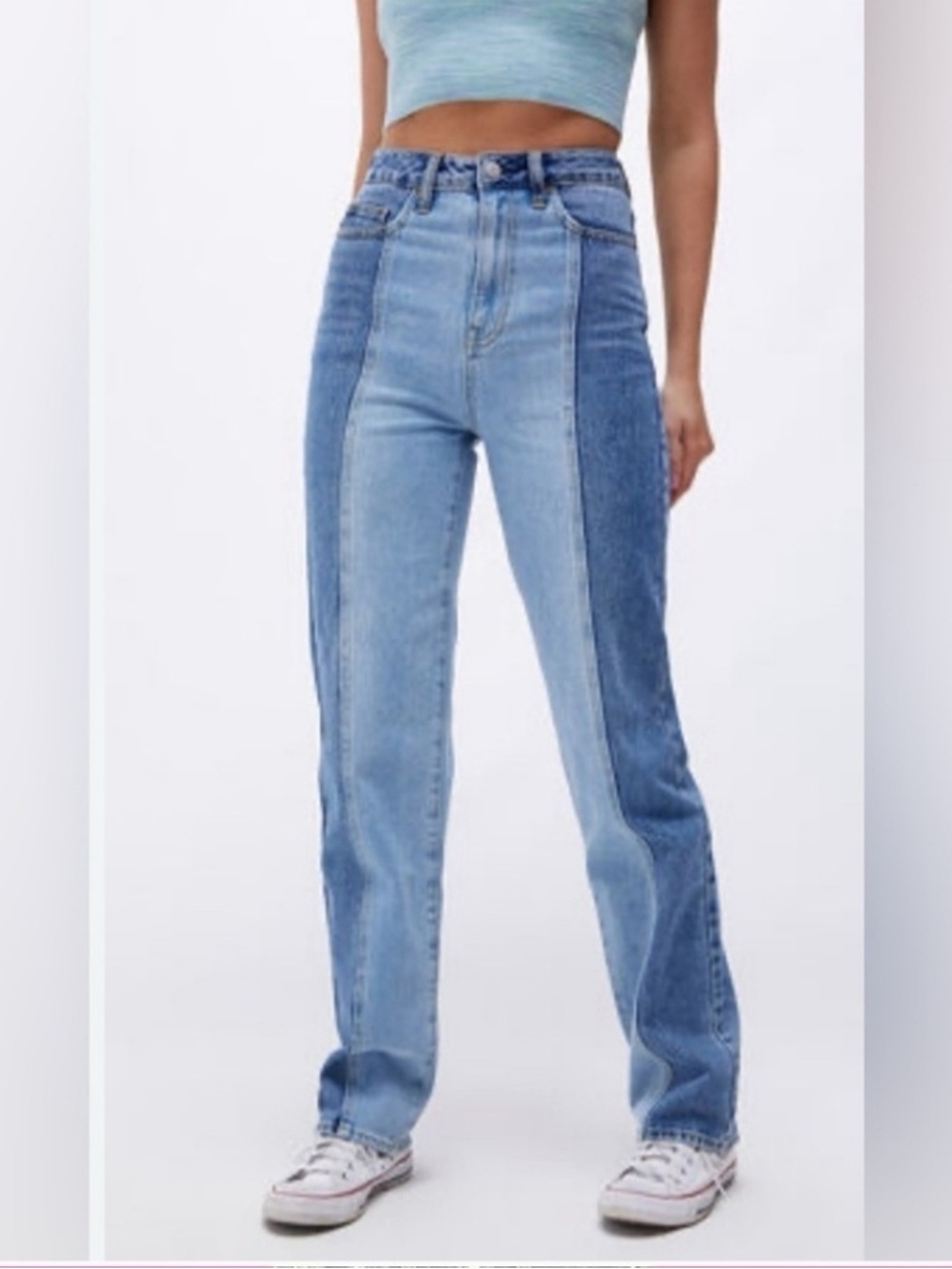 PacSun 90's Boyfriend Two Tone Medium Light Wash Denim High Rise Jean Pants 26